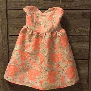 Strapless coral dress